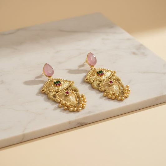 Mughal Bloom Gold-Plated Dangler Earrings