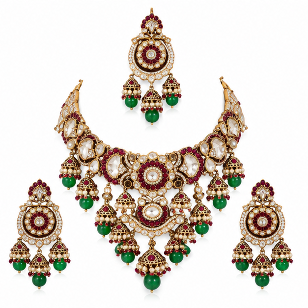 maharani ruby & emerald kundan bridal set