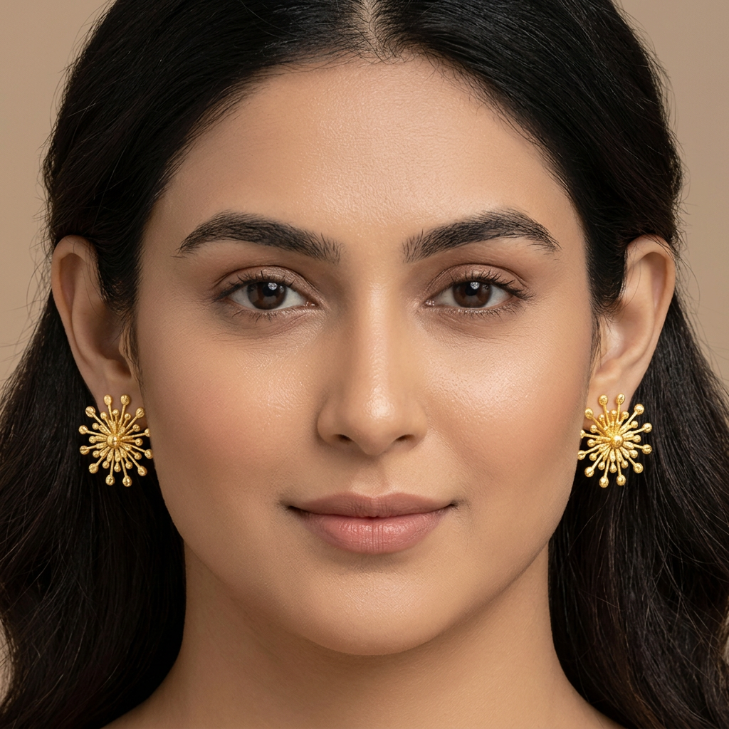 surya sunburst stud earrings – waterproof gold statement studs