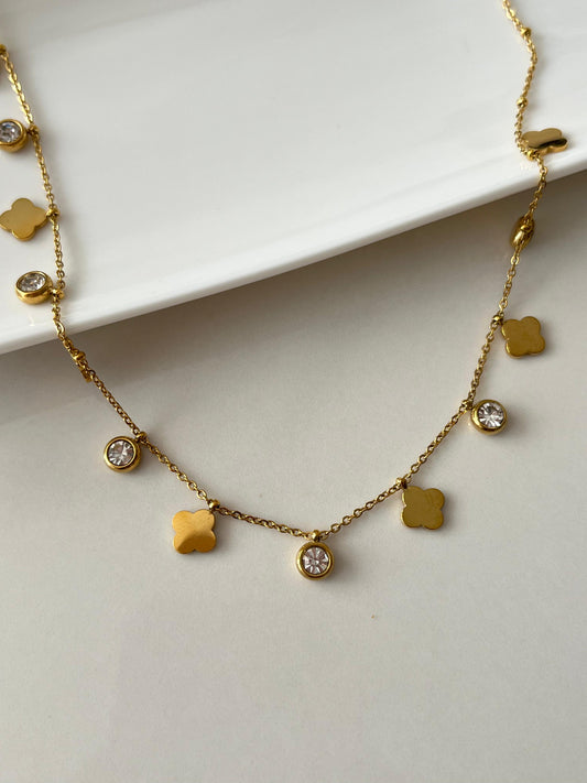 Golden Clover Sparkle Necklace