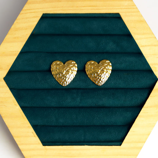 Golden Heart Waterproof Stud Earrings