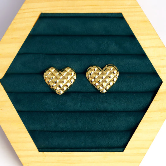 Golden Embrace Waterproof Heart Studs