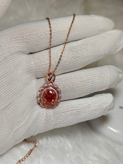 Anti Tarnish Red Stone Pendant Set