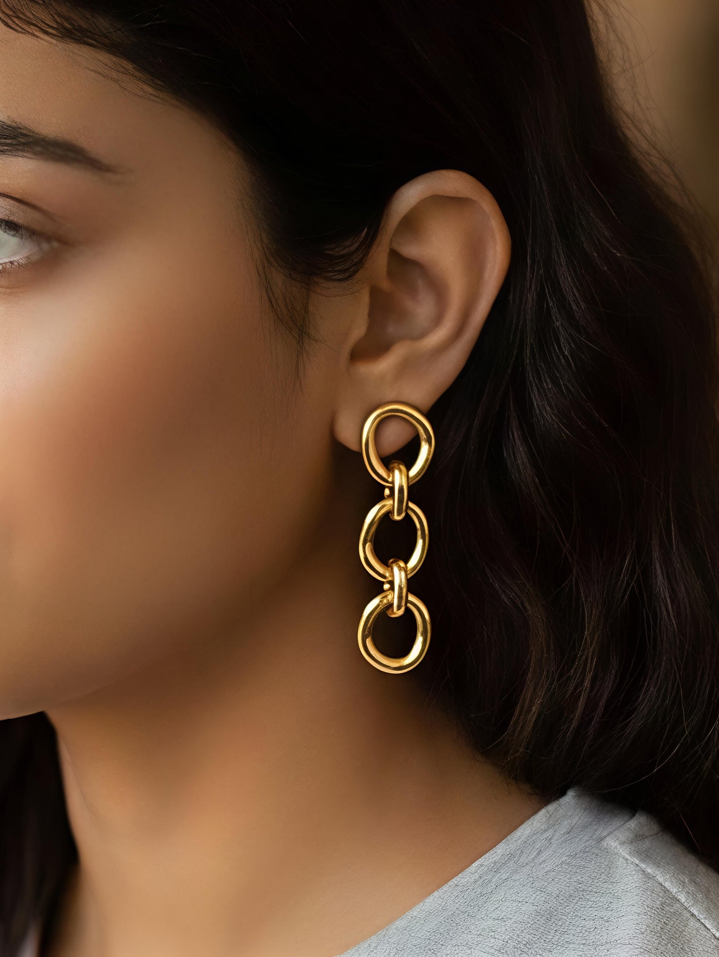 Aurelia Link Drop Earrings – Waterproof Gold Chain Earrings
