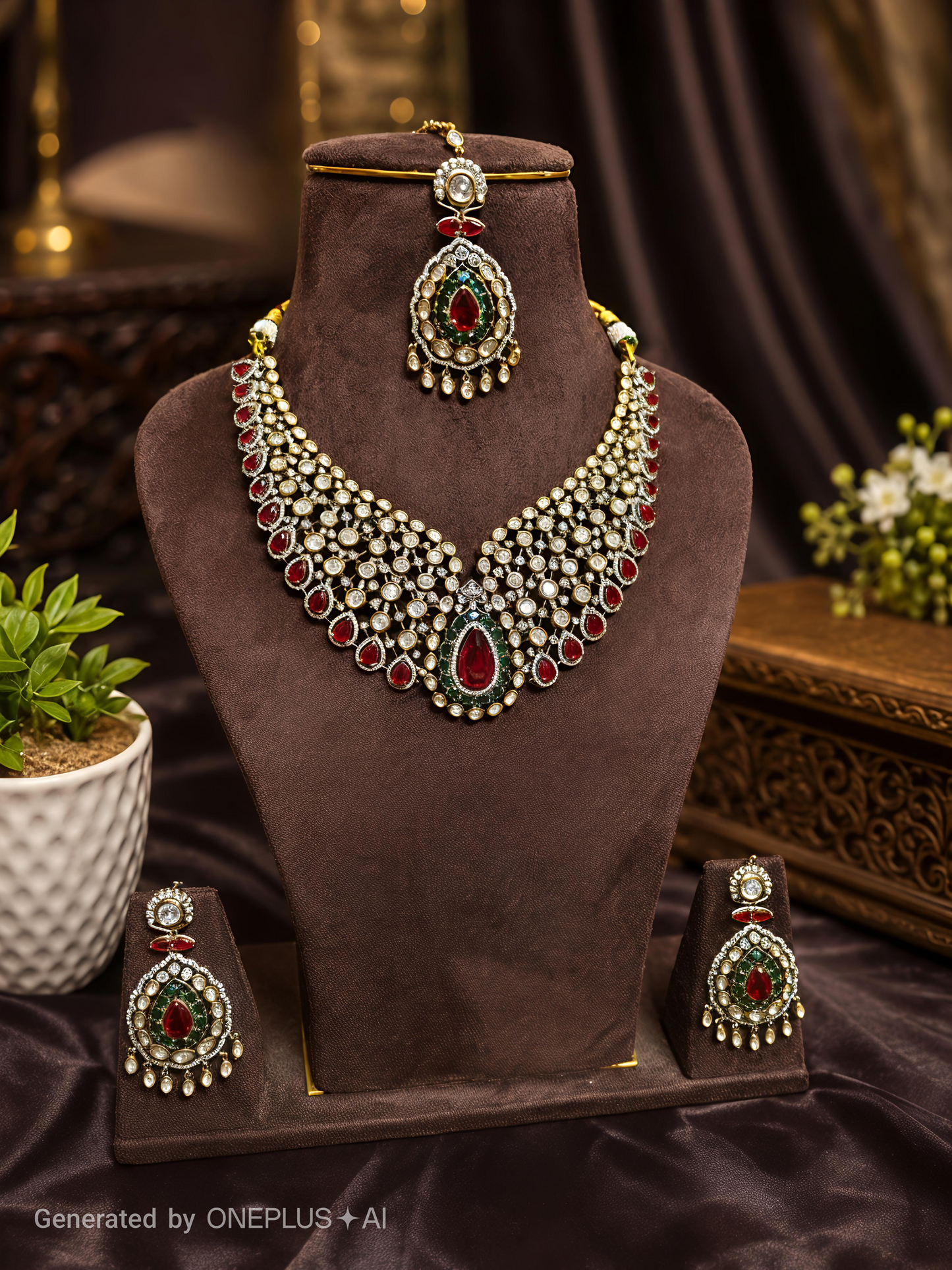 maharani polki statement necklace set