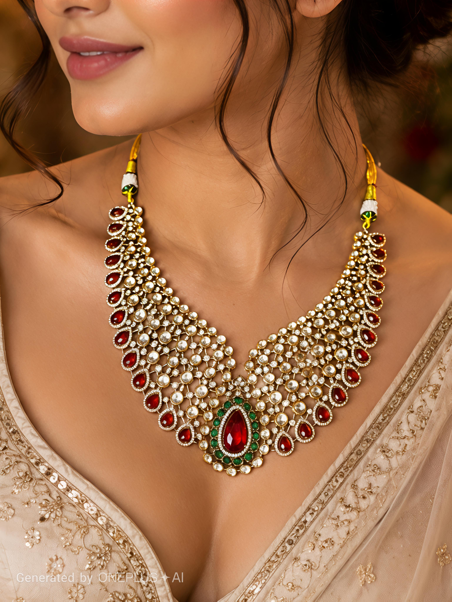 maharani polki statement necklace set