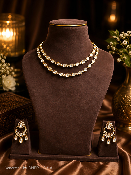 Delicate Two line polki set