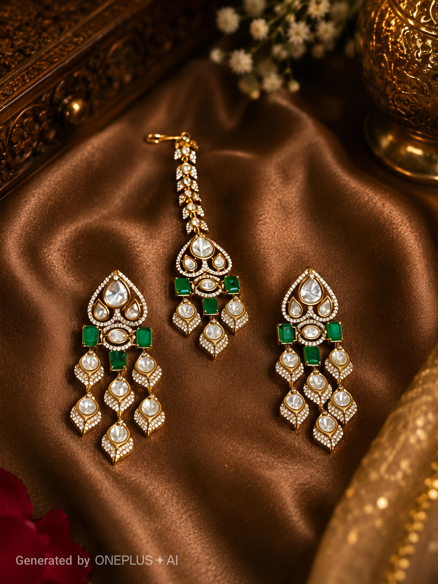 meher uncut polki bridal jewellery set