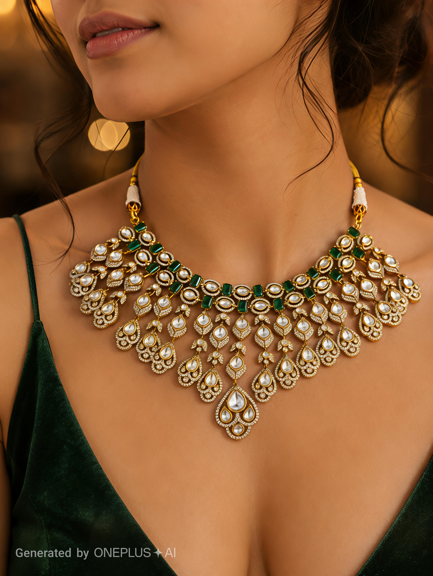 meher uncut polki bridal jewellery set