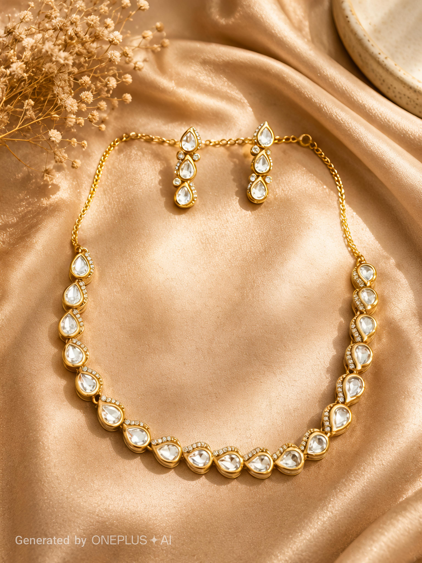 statement minimal polki jewelry set