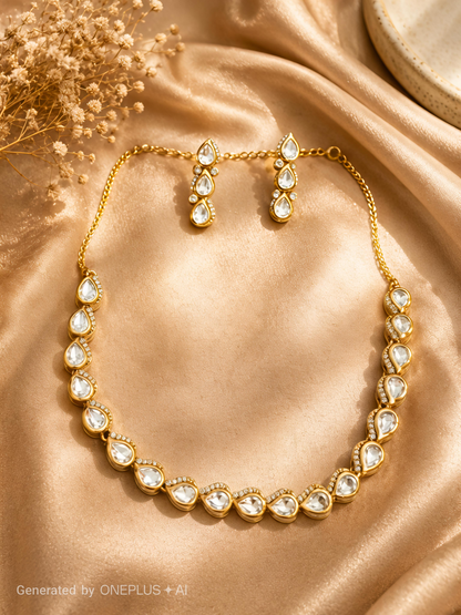Statement Minimal Polki Jewelry Set