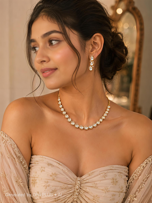 Statement Minimal Polki Jewelry Set