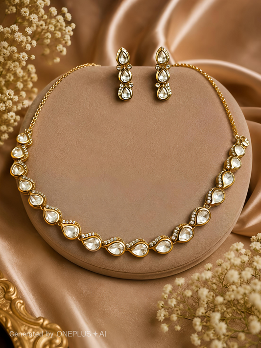 Statement Minimal Polki Jewelry Set