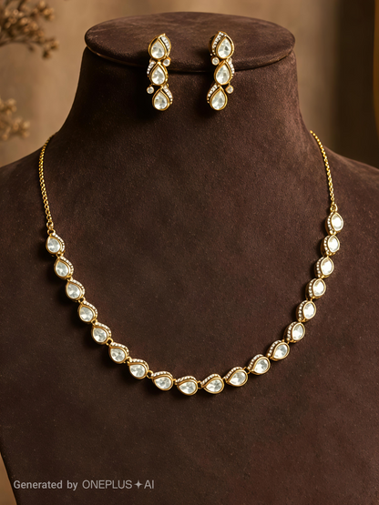 Statement Minimal Polki Jewelry Set