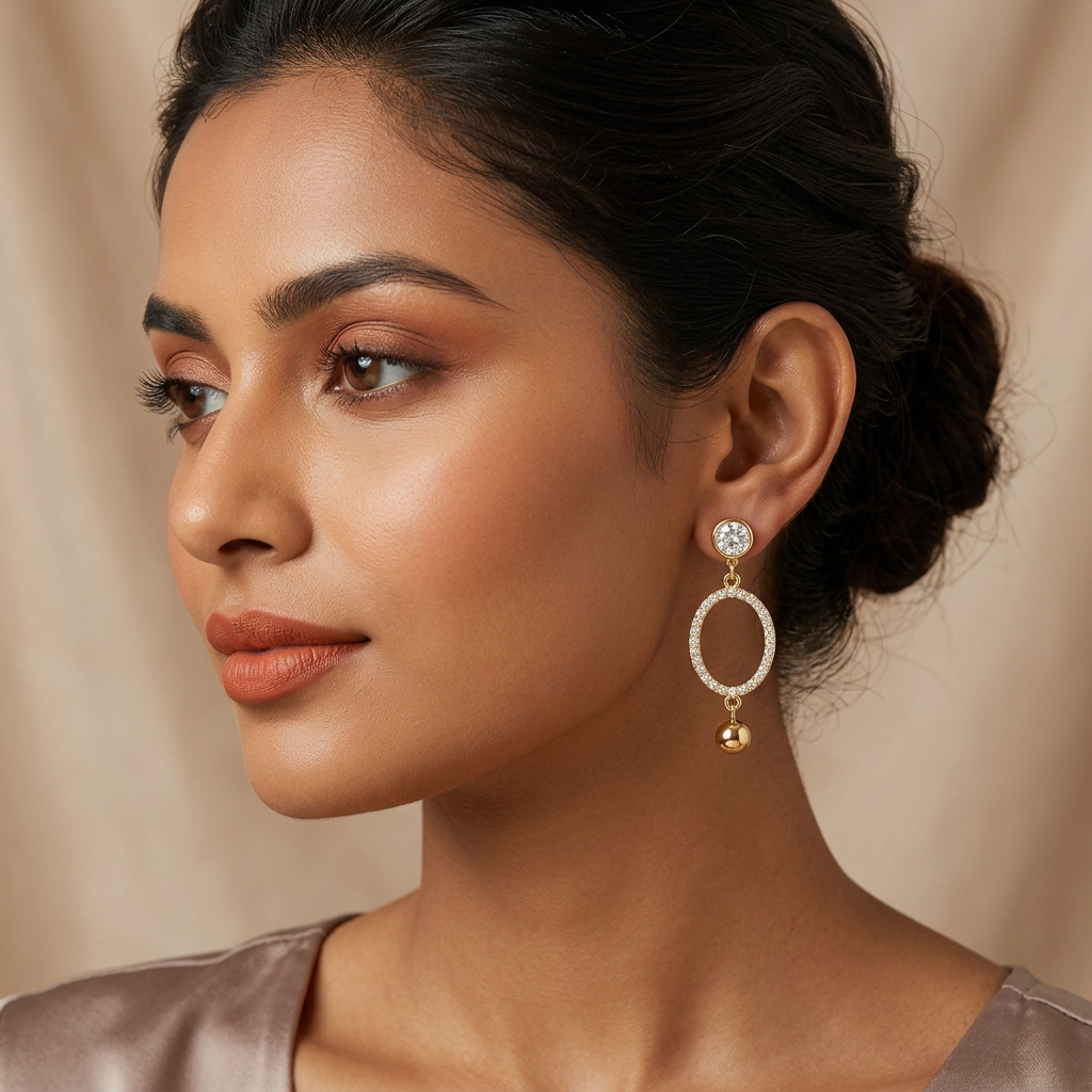 elara halo drop earrings – waterproof gold & crystal earrings