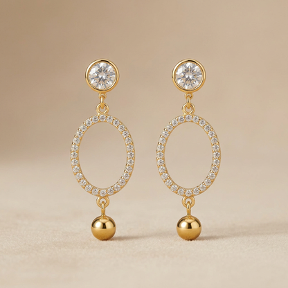 Elara Halo Drop Earrings – Waterproof Gold & Crystal Earrings