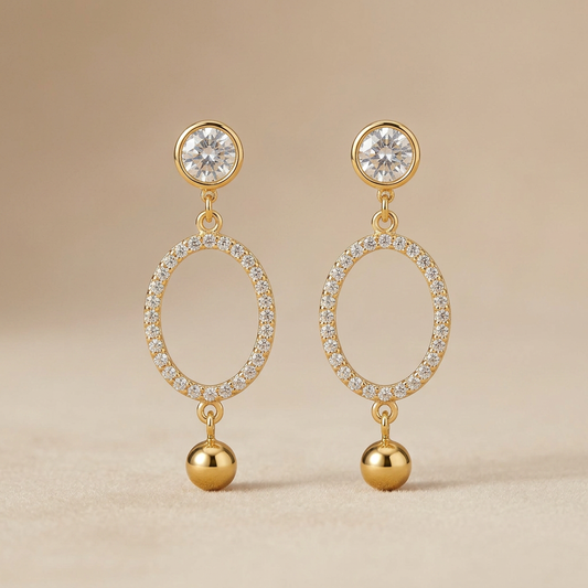 Elara Halo Drop Earrings – Waterproof Gold & Crystal Earrings