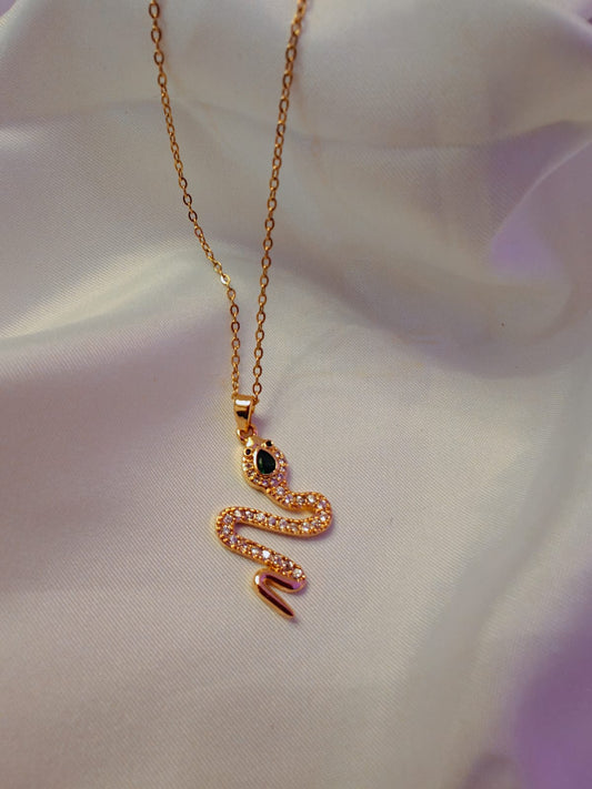 Anti Tarnish chain and Green Serpenti Pendant