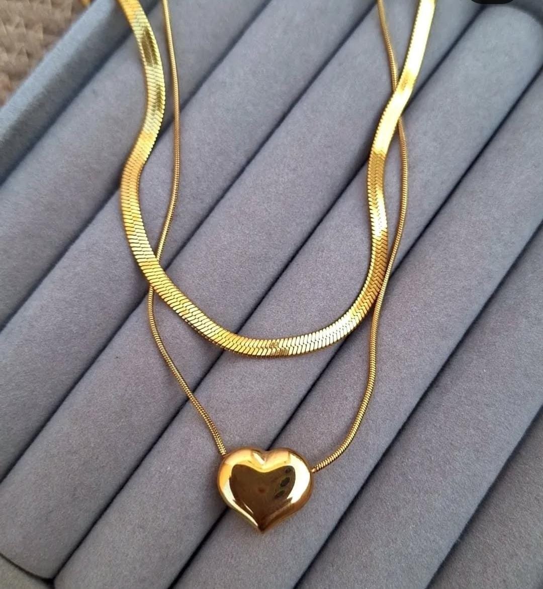 Dual Chain Necklace with heart