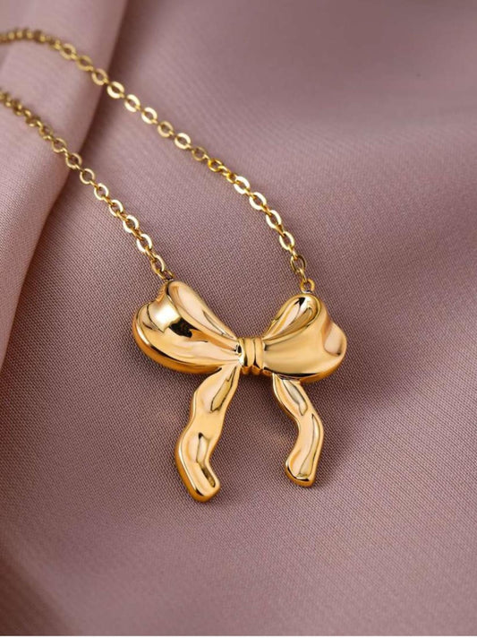Gold Plated Bow Necklace (SSN51)