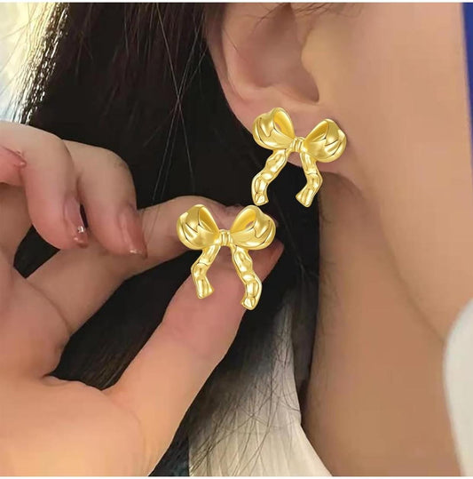 Gold Plated Bow Earring