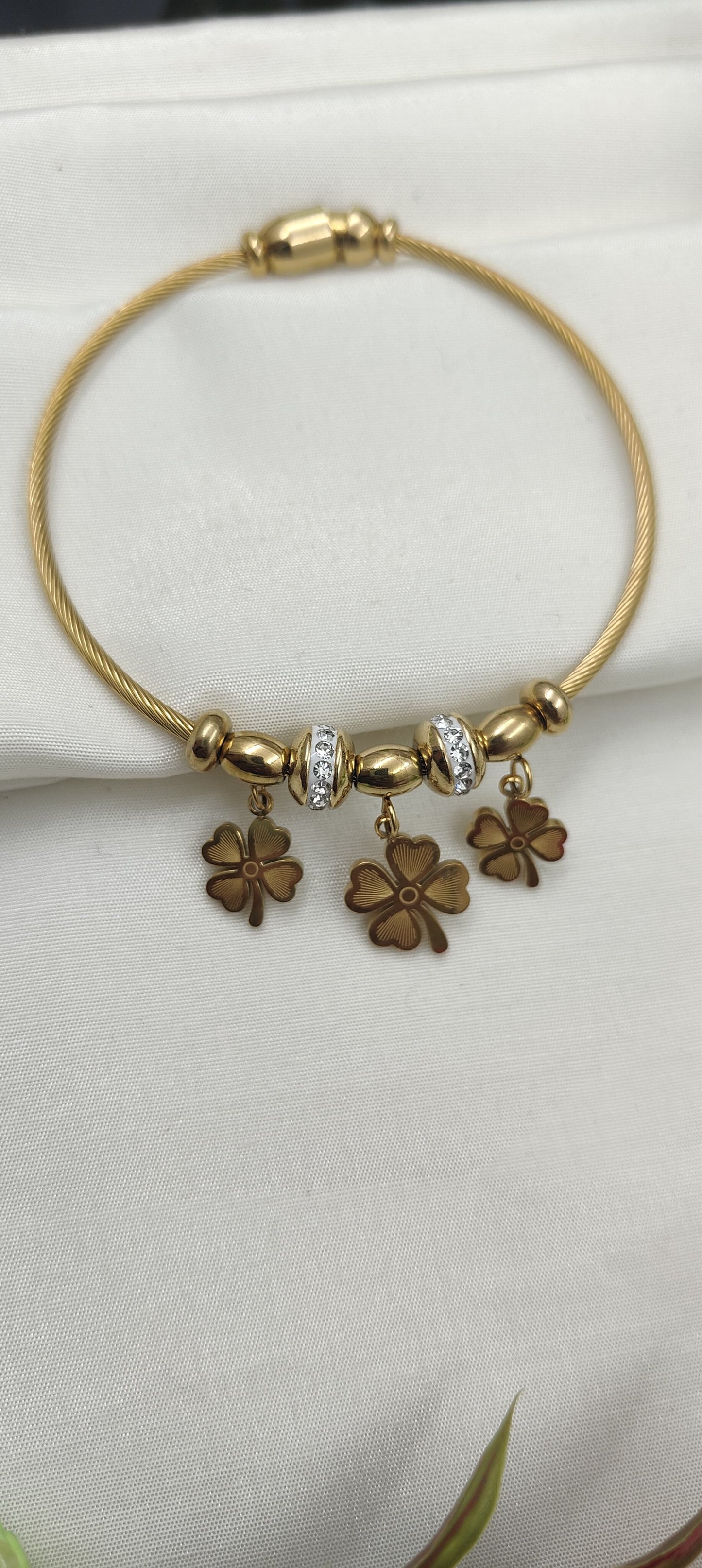 Anti tarnish Clover Charm Bracelet