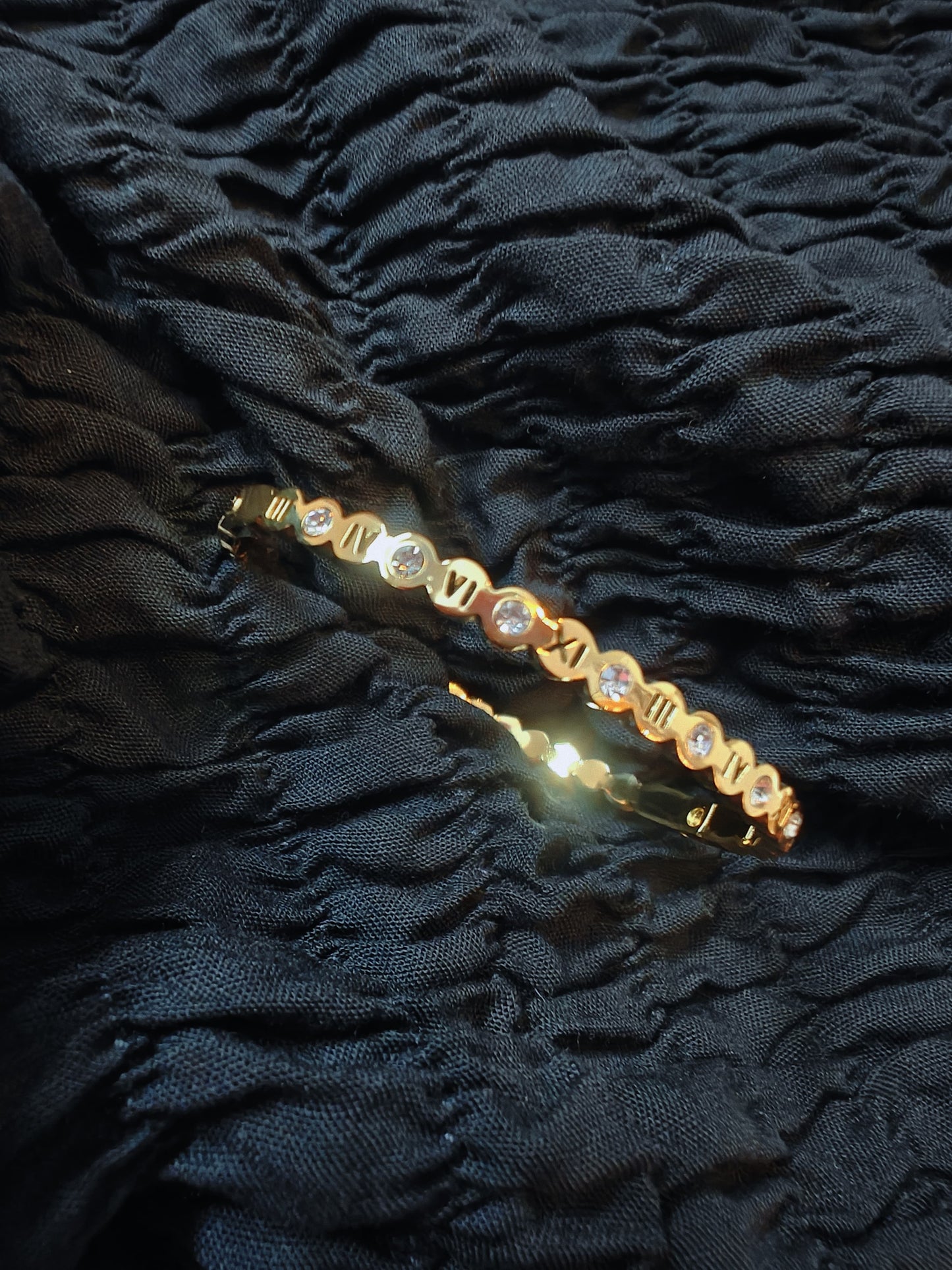 Gold Plated Roman Numeral Studded Bracelet