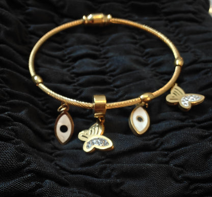Gold Plated  Evil Eye Charm Bracelet