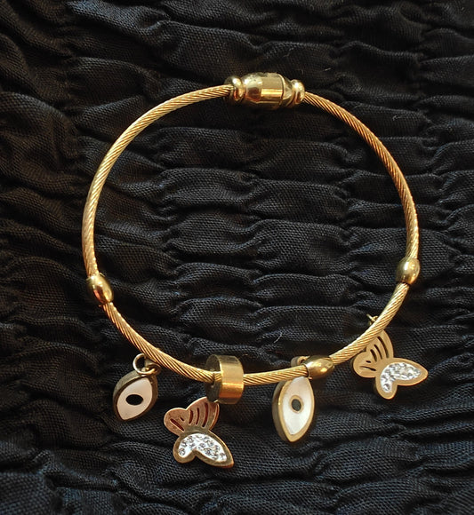 Gold Plated  Evil Eye Charm Bracelet