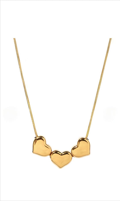 Gold Plated triple heart Necklace
