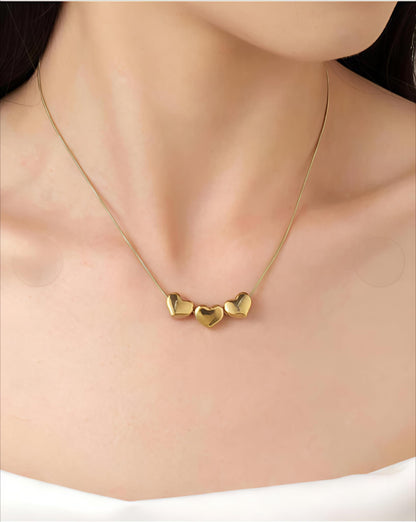 Gold Plated triple heart Necklace