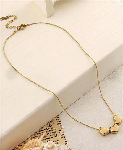 Gold Plated triple heart Necklace