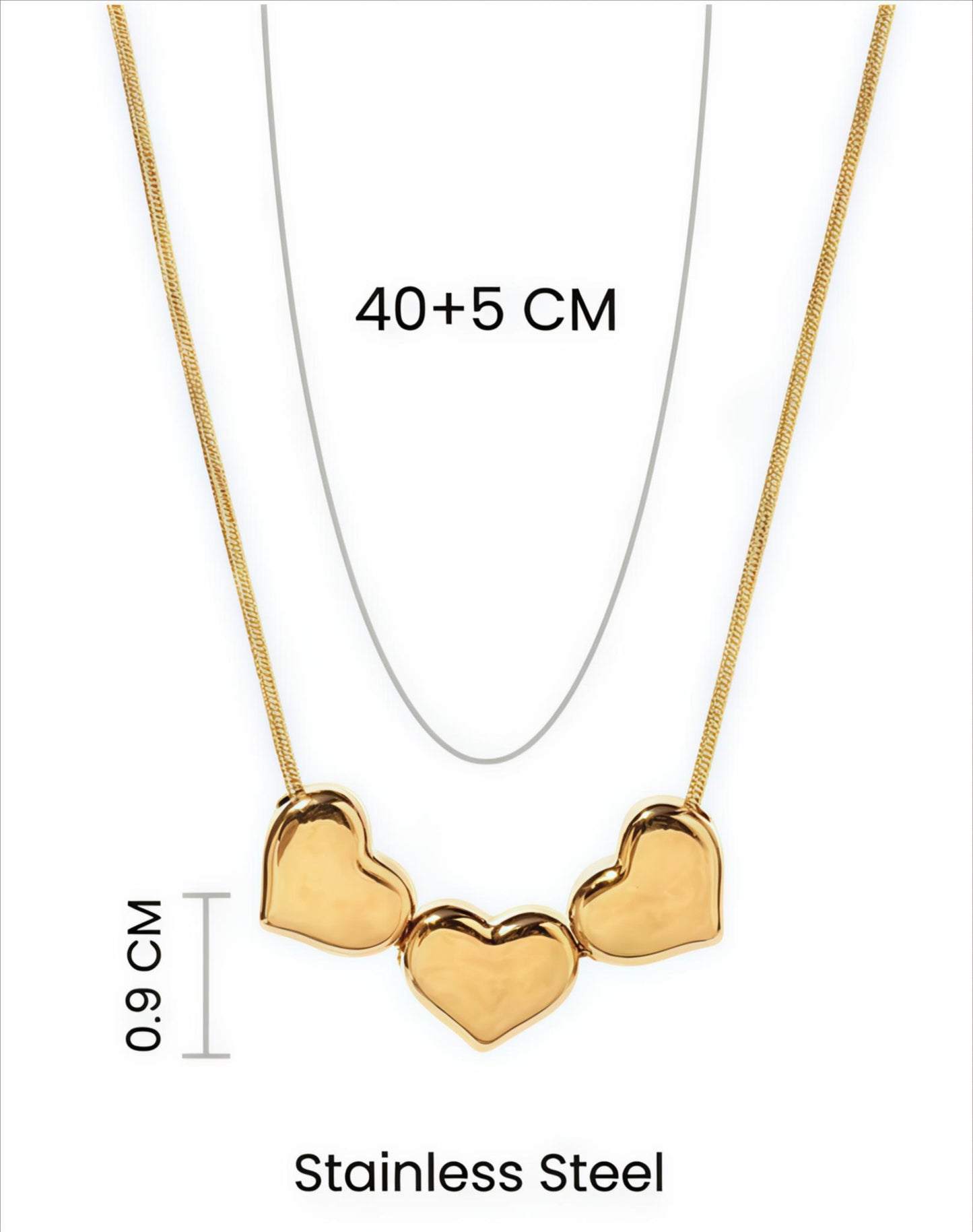 Gold Plated triple heart Necklace