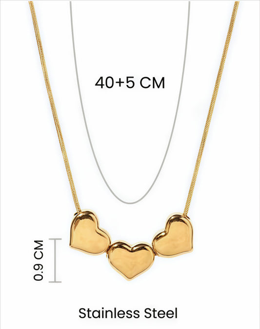 Gold Plated triple heart Necklace
