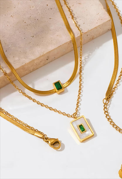 Gold Plated Dual Chain Necklace