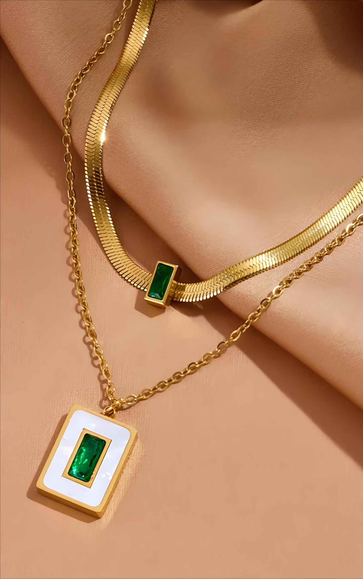 Gold Plated Dual Chain Necklace