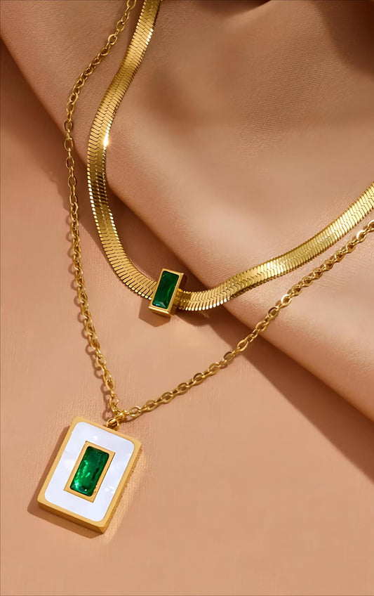 Gold Plated Dual Chain Necklace