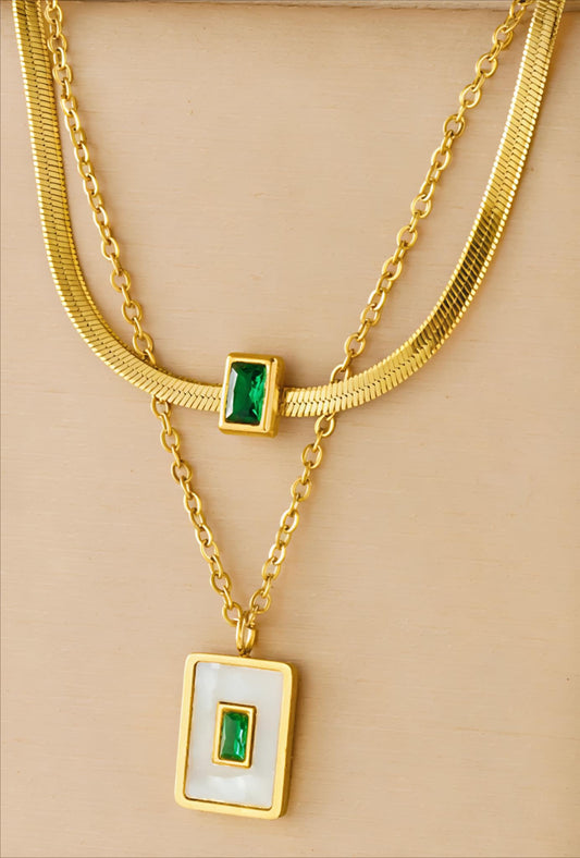 Gold Plated Dual Chain Necklace