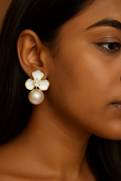Three Leaf Flower Earrings