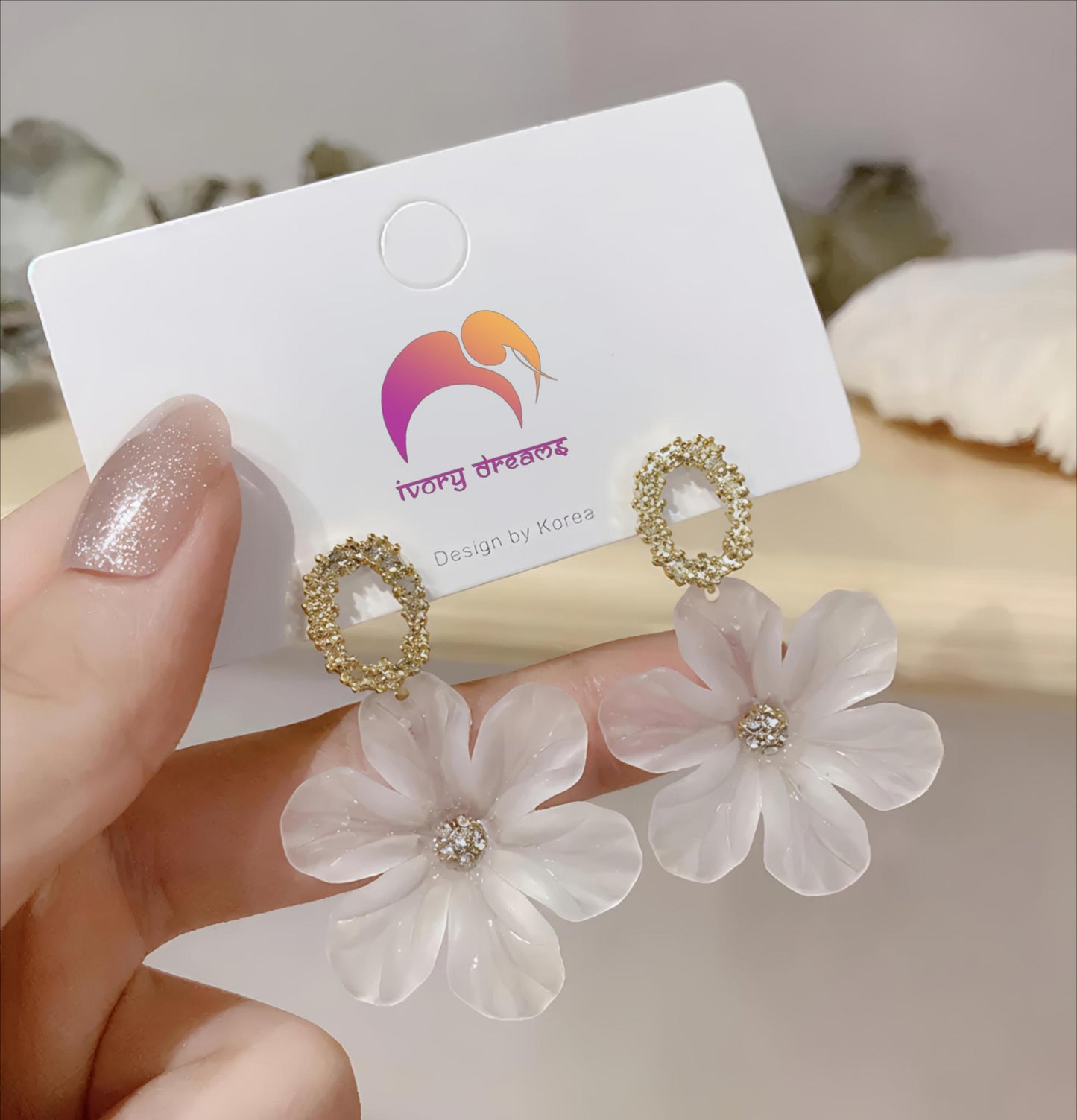 Frosted Flower Earrings