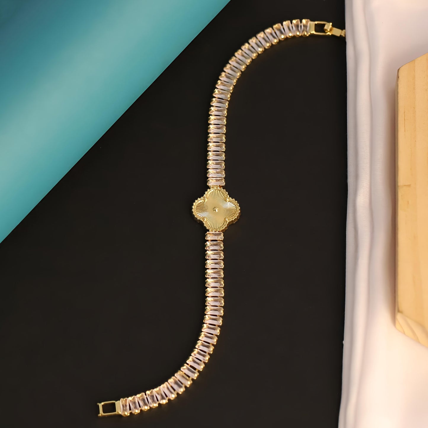 Golden Bloom Tennis Bracelet