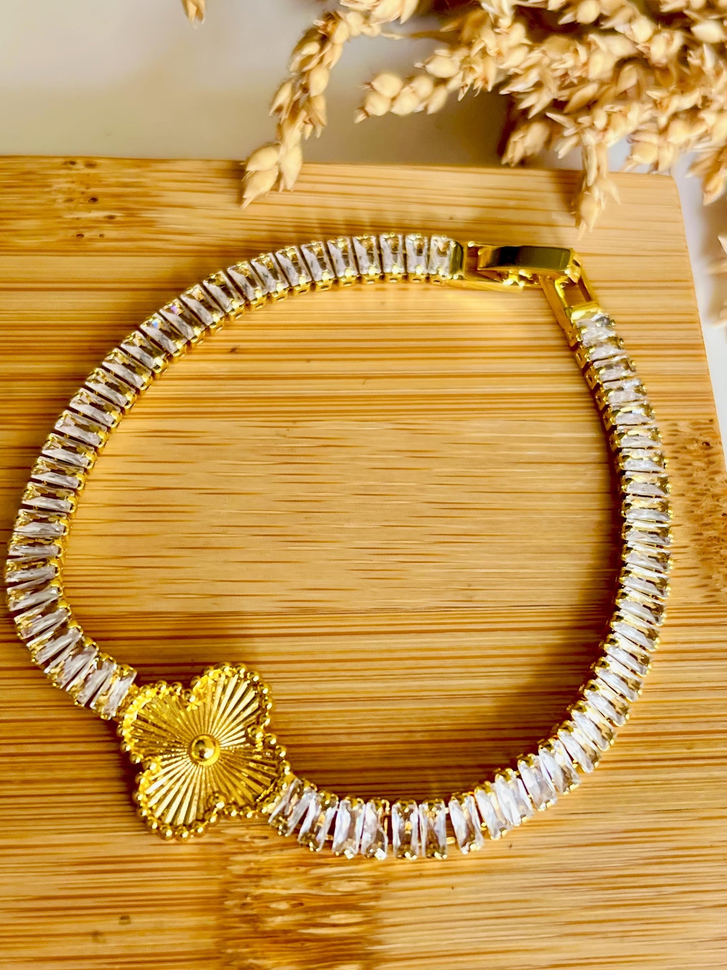 Golden Bloom Tennis Bracelet