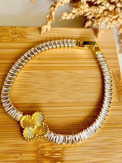 Golden Bloom Tennis Bracelet