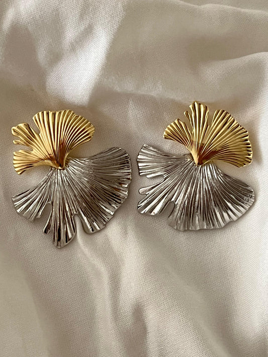 Dual Tone Statement Earrings