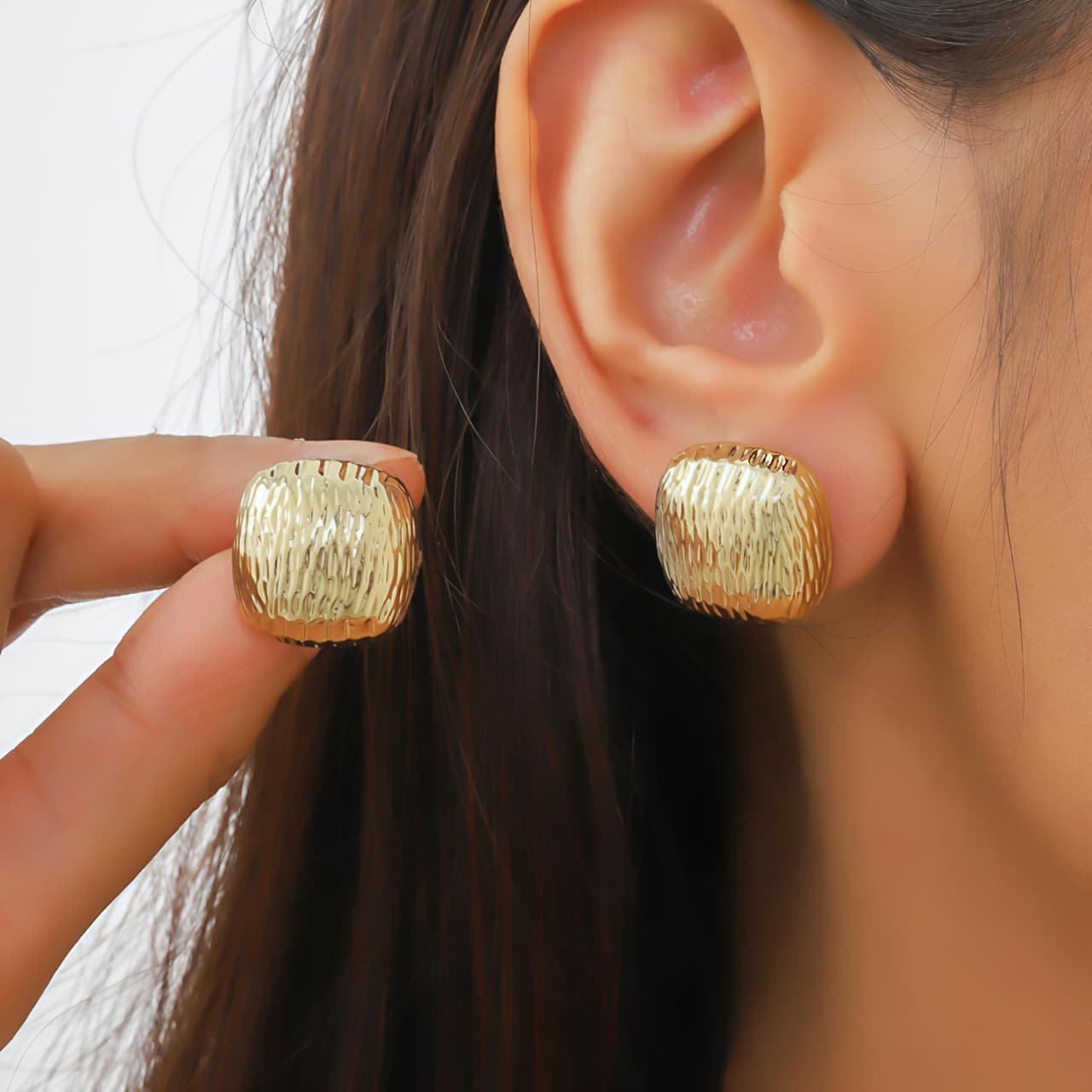 Elegant Textured Gold Stud Earrings