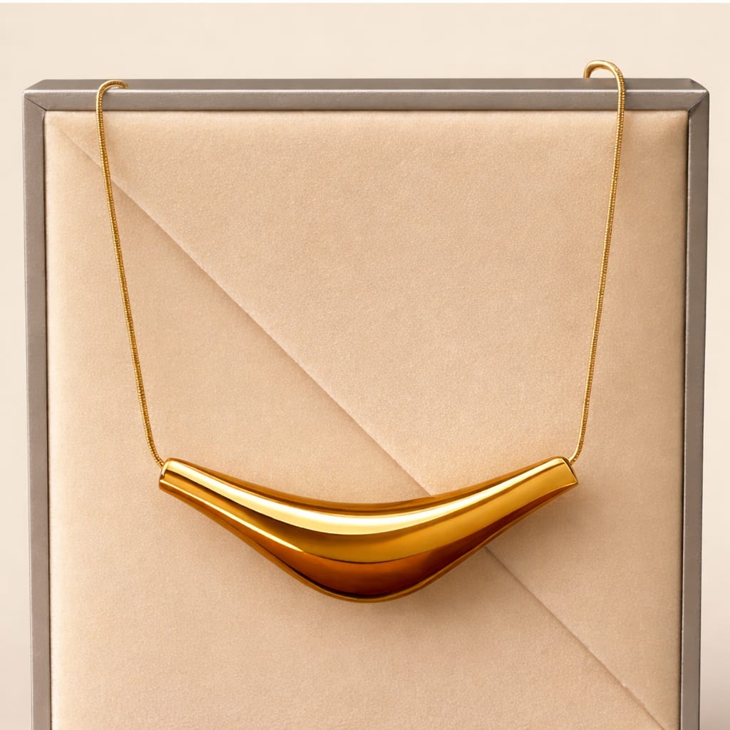 elegant gold crescent necklace