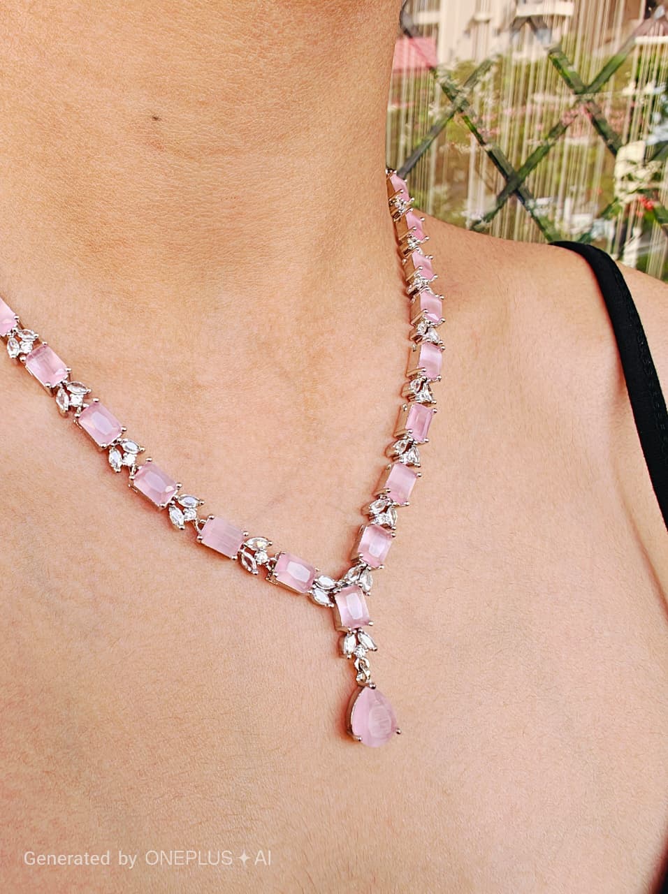 blush pink designer necklace set