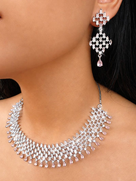 Blush Cascade Crystal Choker Set