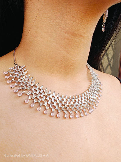 Blush Cascade Crystal Choker Set