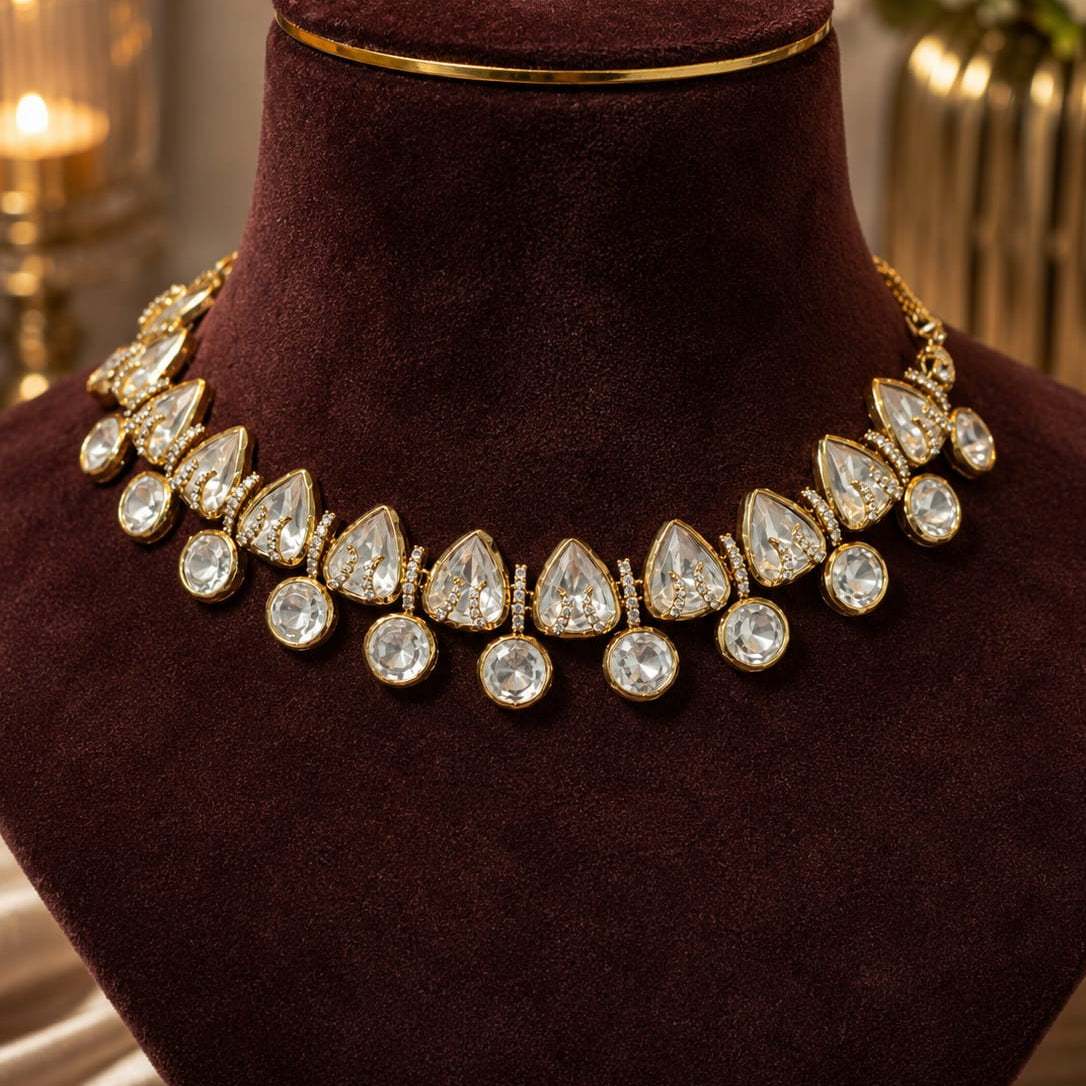 ivory dreams crystal polki choker set